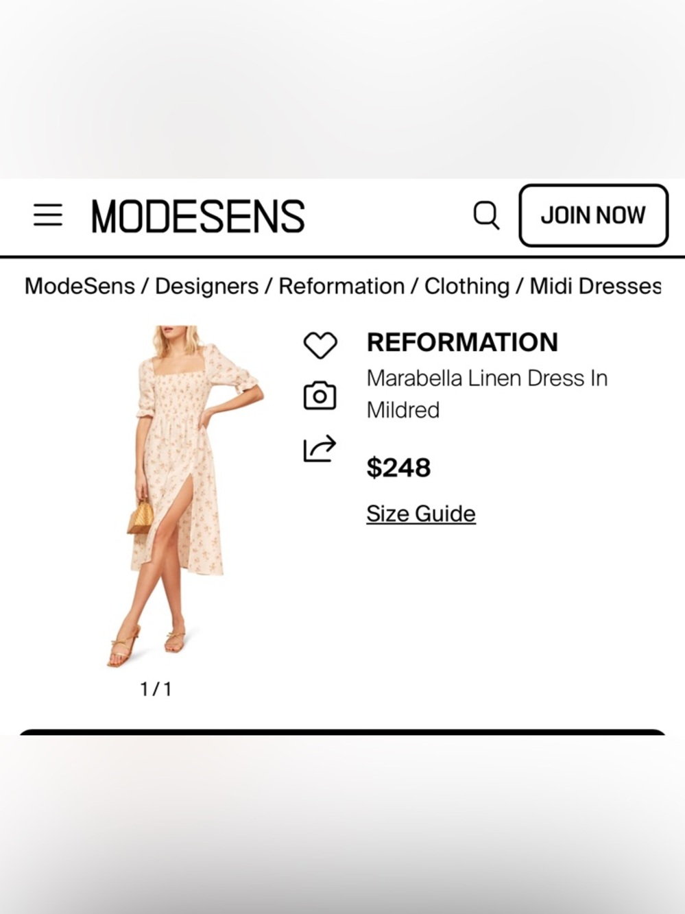 REFORMATION Marabella Linen Dress In Mildred - 100% Linen - Picture 4 of 4